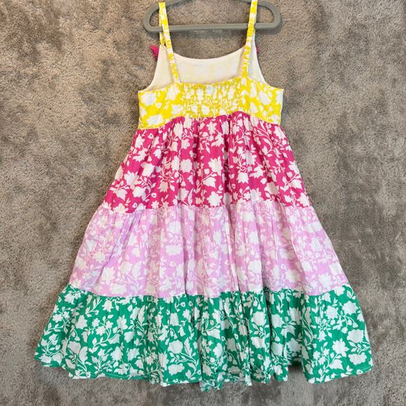 Mini Boden Girls Floral Rainbow Tiered Dress Smocked Back Strapless 8 9 Years - Picture 2 of 13